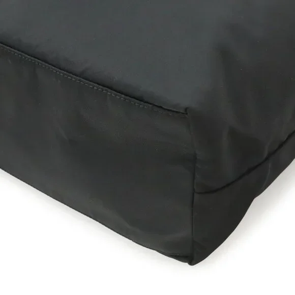 Prada Logo Tote Large Shoulder Bag Nylon Enamel Patent Nero - Picture 3 of 7